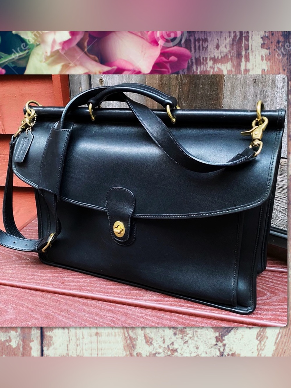 VINTAGE COACH BLACK BEEKMAN BRIEFCASE 5266 - Picture 3 of 16